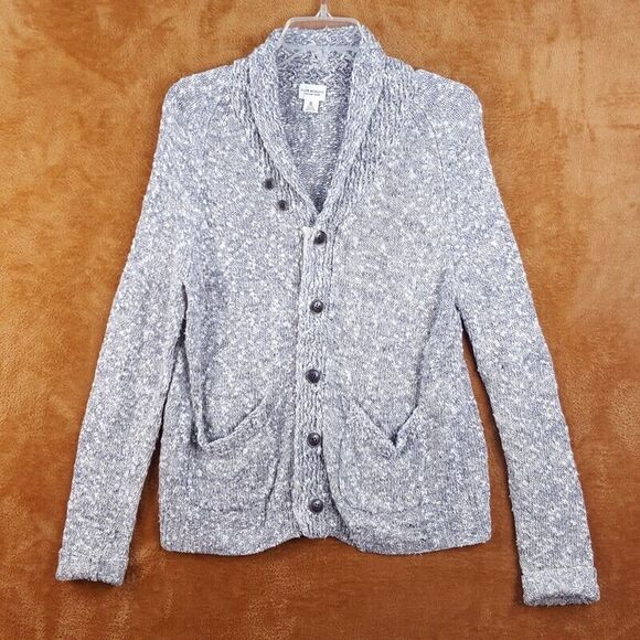 CLUB MONACO Womens Sweater Small Gray Cardigan Button Up Collared Linen Cotton - Picture 1 of 7